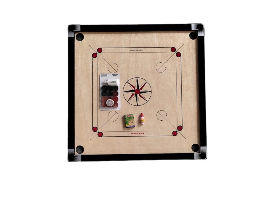 BalajiUSA 32-Inch Premium Wooden Carrom Board Set – Tournament-Grade with Smooth Striker & Coins